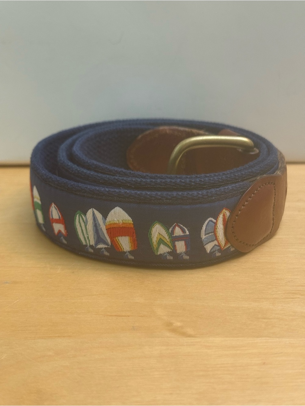 Nautical Sailboat Woven Vintage Belt Leather Man Ltd Brass Buckle Made in USA 38